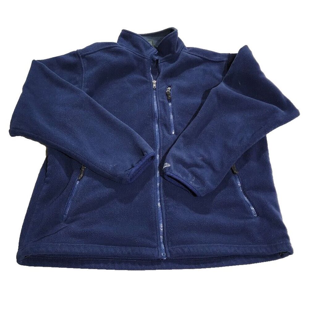 LL Bean Fleece Jacket Mens Large Blue Traditional Fit Full Zip Pockets 0 WN26